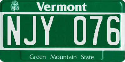 VT license plate NJY076