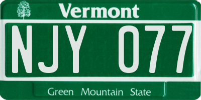 VT license plate NJY077