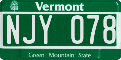 VT license plate NJY078