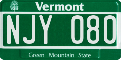 VT license plate NJY080