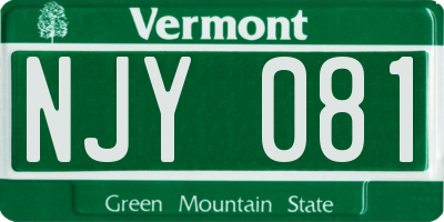 VT license plate NJY081