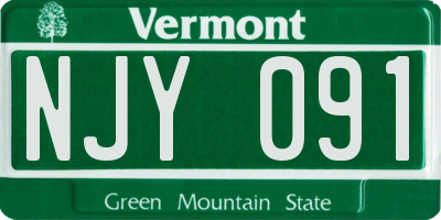VT license plate NJY091