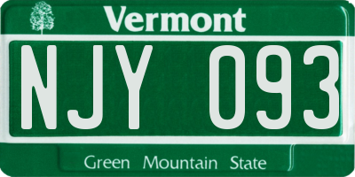 VT license plate NJY093