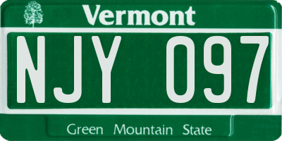 VT license plate NJY097