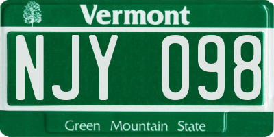 VT license plate NJY098