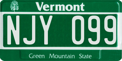 VT license plate NJY099