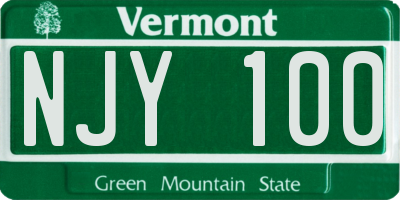 VT license plate NJY100