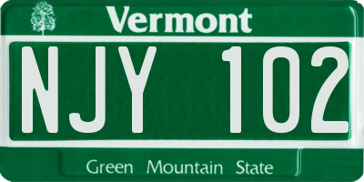 VT license plate NJY102