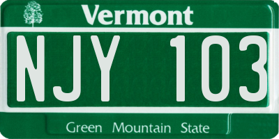 VT license plate NJY103