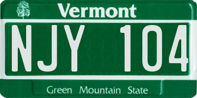 VT license plate NJY104