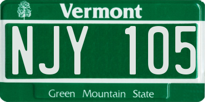 VT license plate NJY105