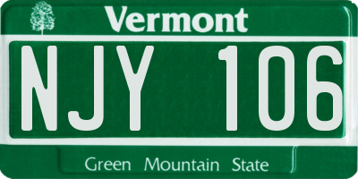 VT license plate NJY106