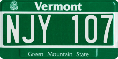 VT license plate NJY107