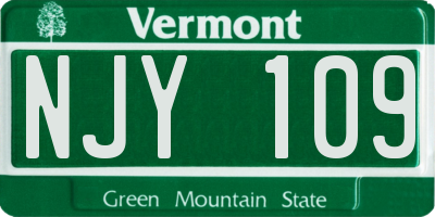 VT license plate NJY109