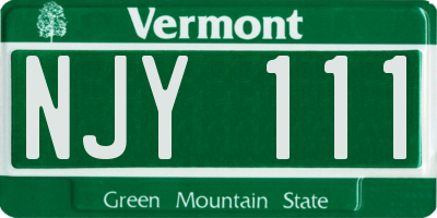 VT license plate NJY111