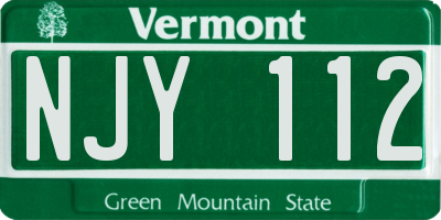 VT license plate NJY112