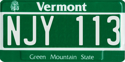 VT license plate NJY113