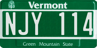 VT license plate NJY114