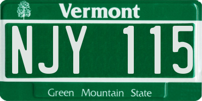 VT license plate NJY115