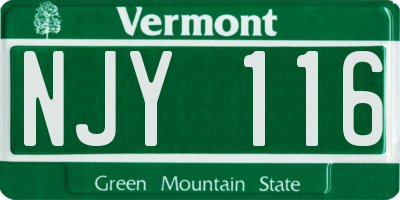 VT license plate NJY116