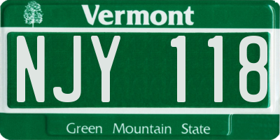 VT license plate NJY118