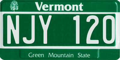VT license plate NJY120