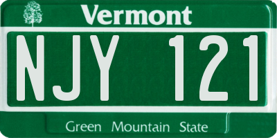 VT license plate NJY121