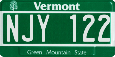 VT license plate NJY122