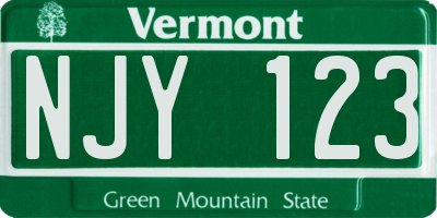 VT license plate NJY123