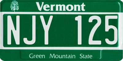 VT license plate NJY125