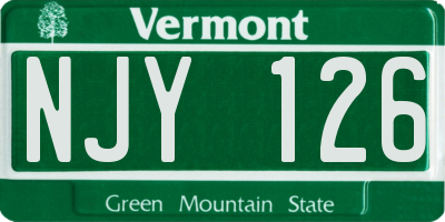 VT license plate NJY126