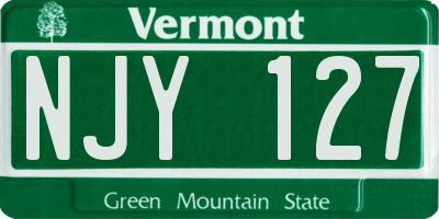 VT license plate NJY127