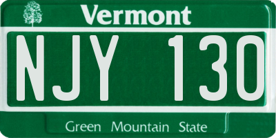 VT license plate NJY130