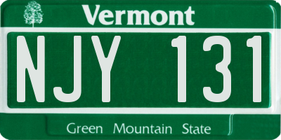 VT license plate NJY131