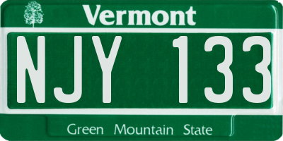 VT license plate NJY133