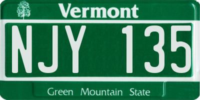 VT license plate NJY135
