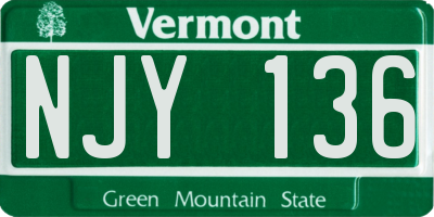 VT license plate NJY136
