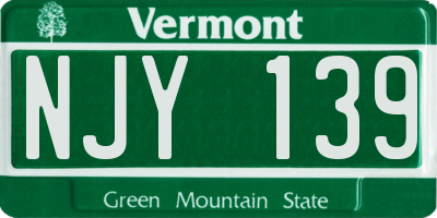 VT license plate NJY139
