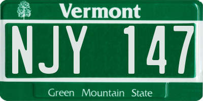 VT license plate NJY147