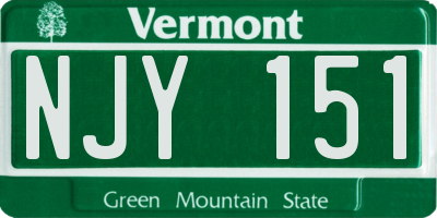 VT license plate NJY151