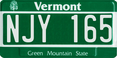 VT license plate NJY165