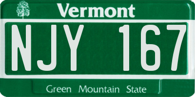 VT license plate NJY167