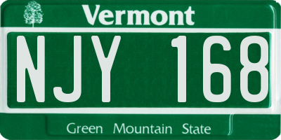 VT license plate NJY168