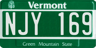 VT license plate NJY169