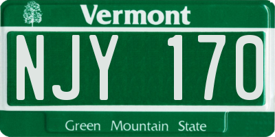 VT license plate NJY170