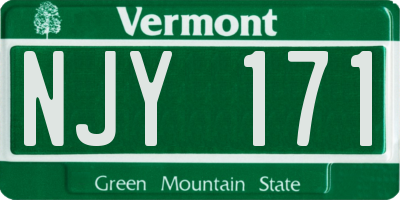 VT license plate NJY171