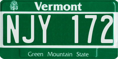 VT license plate NJY172