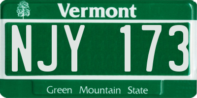 VT license plate NJY173