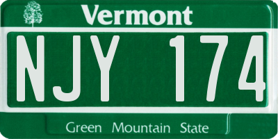 VT license plate NJY174