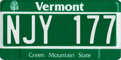 VT license plate NJY177